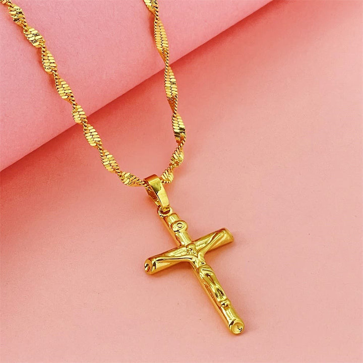 Christianartworkshop Goldfarbene Kruzifix-Halskette: Ein Symbol für Christi Erlösungsopfer - image 3