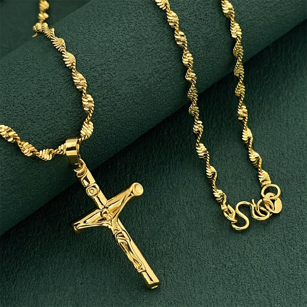 Christianartworkshop Goldfarbene Kruzifix-Halskette: Ein Symbol für Christi Erlösungsopfer - image 1