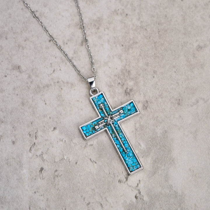 Christianartworkshop Halskette mit Nagelkreuz und Türkiseinlage: Ein Symbol für Christi aufopfernde Liebe - image 2