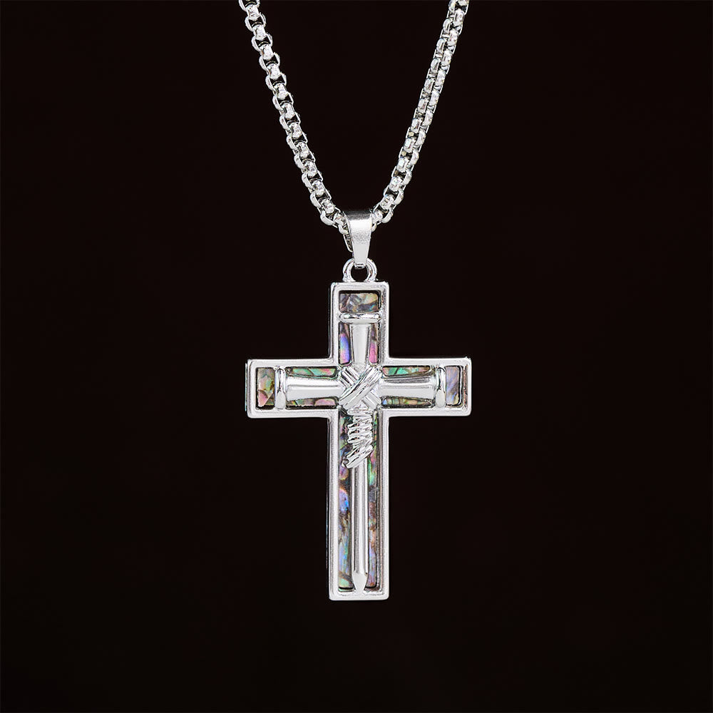 Christianartworkshop Nagelkreuz-Halskette mit Abalone-Muscheleinlage: Ein Symbol für Christi aufopfernde Liebe - image 1