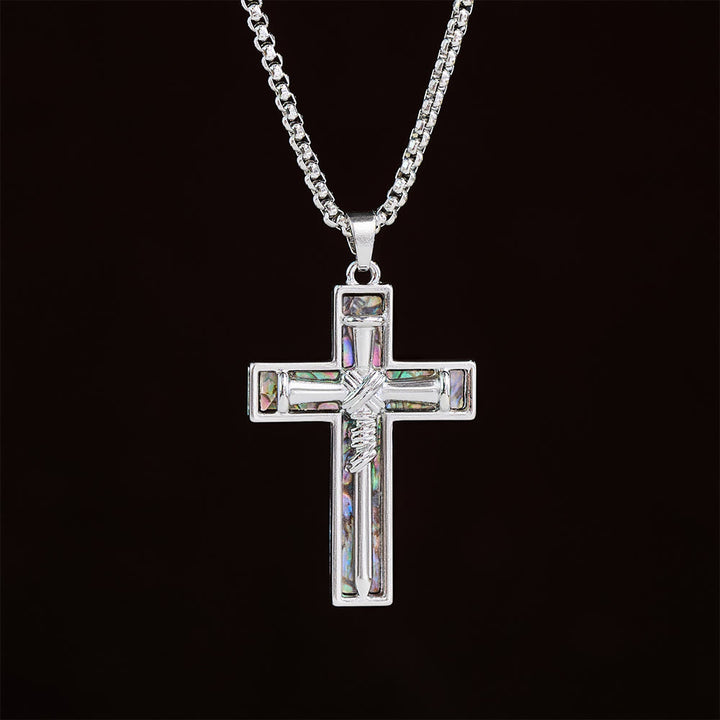 Christianartworkshop Nagelkreuz-Halskette mit Abalone-Muscheleinlage: Ein Symbol für Christi aufopfernde Liebe - image 1