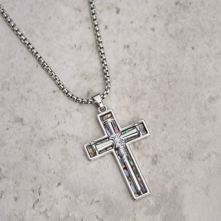 Christianartworkshop Nagelkreuz-Halskette mit Abalone-Muscheleinlage: Ein Symbol für Christi aufopfernde Liebe - image 3