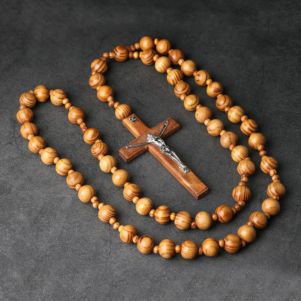 Christianartworkshop Rosenkranz aus Holz mit Kruzifix: Ein Symbol häuslicher Andacht - Braun - image 0