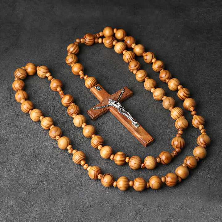 Christianartworkshop Rosenkranz aus Holz mit Kruzifix: Ein Symbol häuslicher Andacht - Braun - image 0