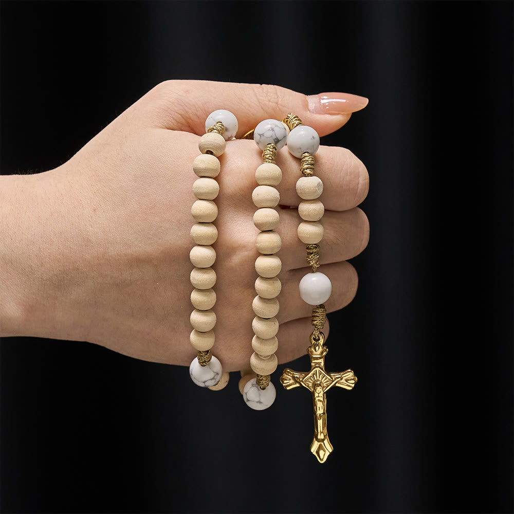 Christianartworkshop Rosenkranz aus Holz für stille Andacht: Türkisfarbene Akzente für das tägliche Gebet - image 1