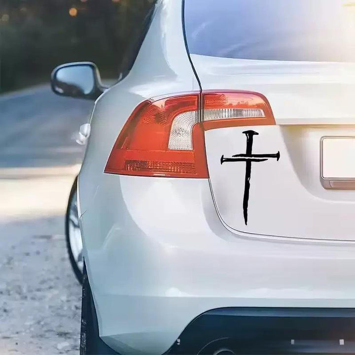 Christianartworkshop Vinylaufkleber mit abgenutztem Kreuz: Wetterbeständig für die Autoscheibe - Schwarz - image 5