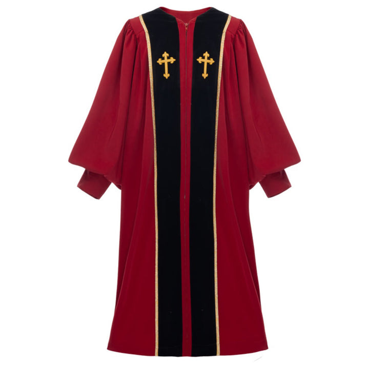 Traditionelle, mehrfarbige Kirchenkutte von Christianartworkshop mit goldenem Kreuz und Verzierungen - 2XL - Rot - image 5