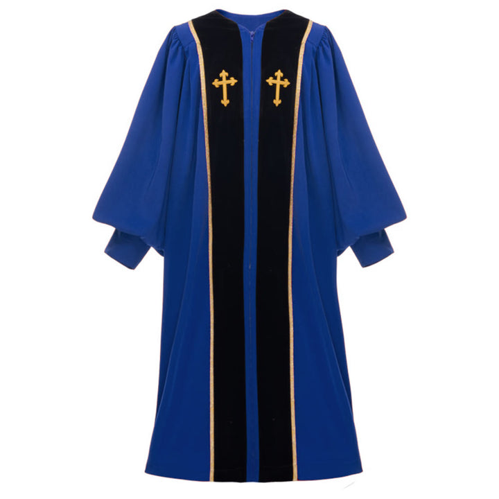 Traditionelle, mehrfarbige Kirchenkutte von Christianartworkshop mit goldenem Kreuz und Verzierungen - 2XL - Blau - image 13