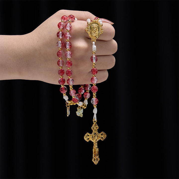 Christianartworkshop Rosenkranz mit roter Glasperle, Heiliger Geist, Taube, Unsere Liebe Frau: Verkörperung heiliger Liebe und lebendiger Hingabe - image 15