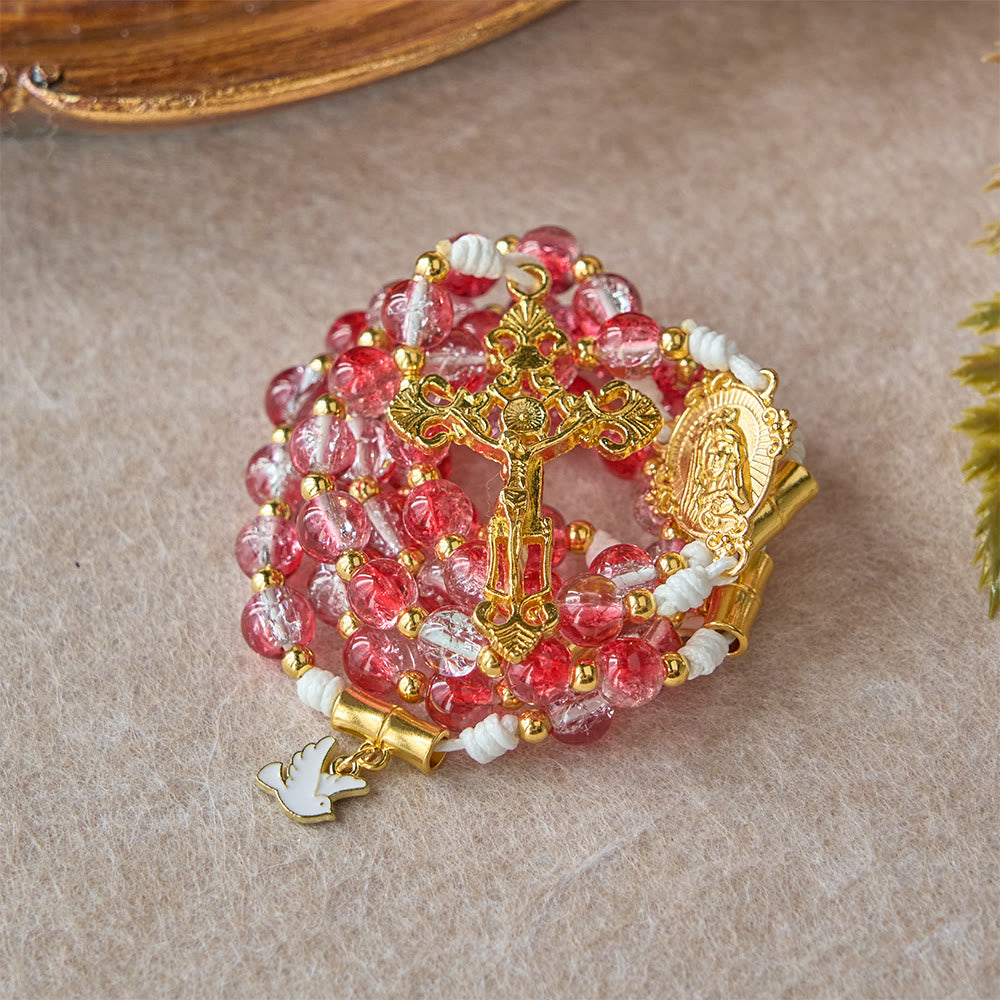 Christianartworkshop Rosenkranz mit roter Glasperle, Heiliger Geist, Taube, Unsere Liebe Frau: Verkörperung heiliger Liebe und lebendiger Hingabe - image 9