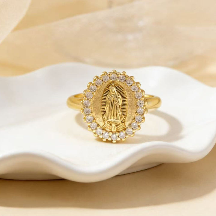 Christianartworkshop Herz-/Mond-/Oval-Ring „Unsere Liebe Frau“: Heilige Hingabe und strahlende Gnade - Oval - image 6