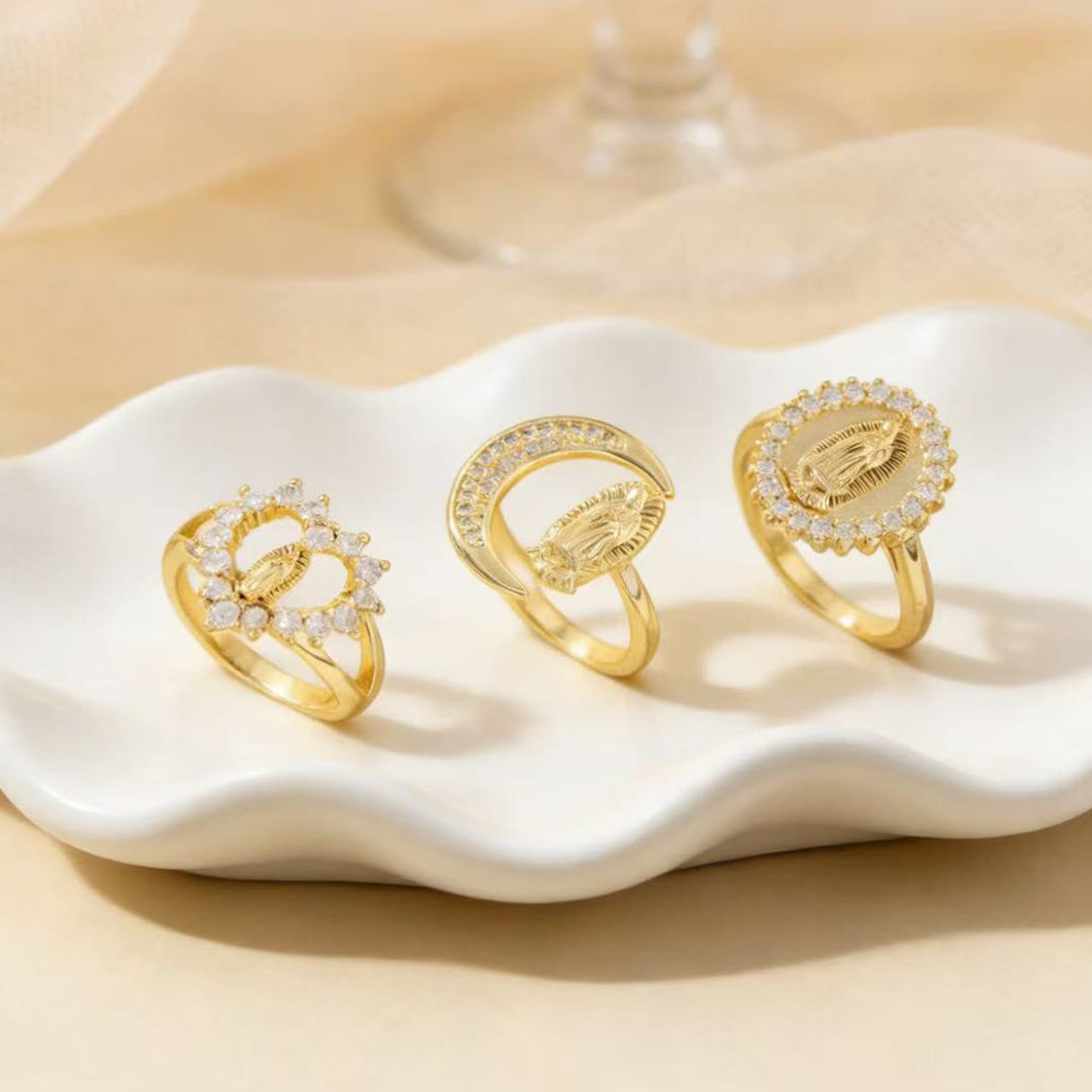 Christianartworkshop Herz-/Mond-/Oval-Ring „Unsere Liebe Frau“: Heilige Hingabe und strahlende Gnade - image 0