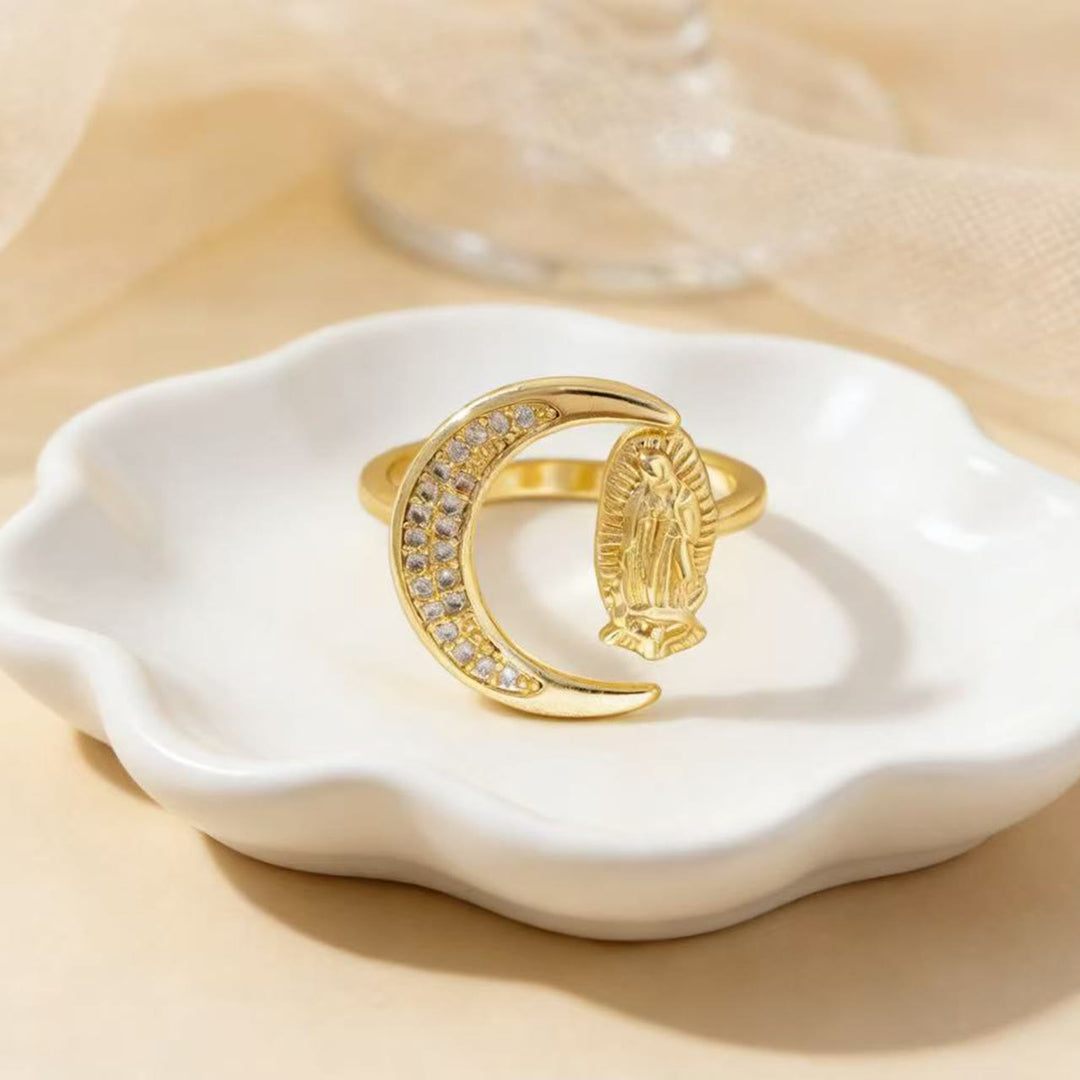 Christianartworkshop Herz-/Mond-/Oval-Ring „Unsere Liebe Frau“: Heilige Hingabe und strahlende Gnade - Mond - image 3