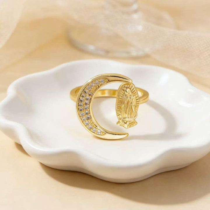 Christianartworkshop Herz-/Mond-/Oval-Ring „Unsere Liebe Frau“: Heilige Hingabe und strahlende Gnade - Mond - image 3