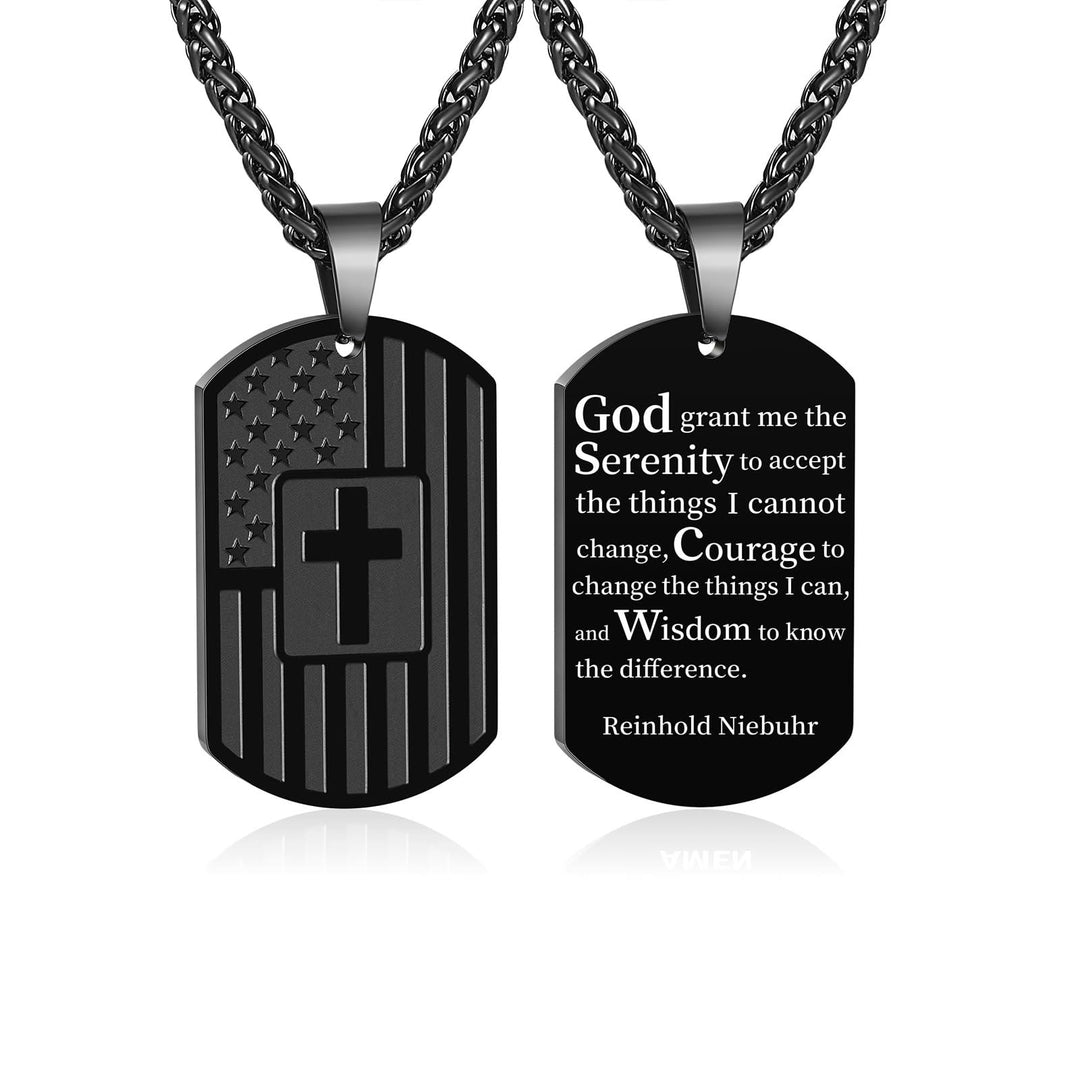 Christianartworkshop Doppelseitige Halskette mit amerikanischer Flagge und Kreuz sowie Bibelvers: Ein Symbol heiliger Stärke und Tapferkeit - Black Reinhold - image 21