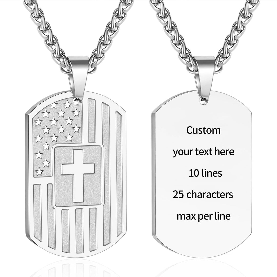 Christianartworkshop Doppelseitige Halskette mit amerikanischer Flagge und Kreuz sowie Bibelvers: Ein Symbol heiliger Stärke und Tapferkeit - Silber Sonderanfertigung - image 17