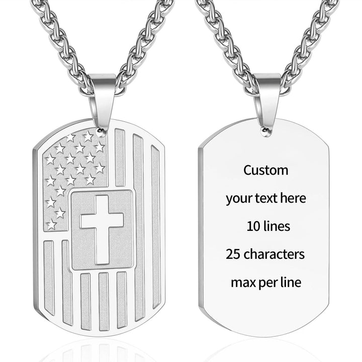Christianartworkshop Doppelseitige Halskette mit amerikanischer Flagge und Kreuz sowie Bibelvers: Ein Symbol heiliger Stärke und Tapferkeit - Silber Sonderanfertigung - image 17