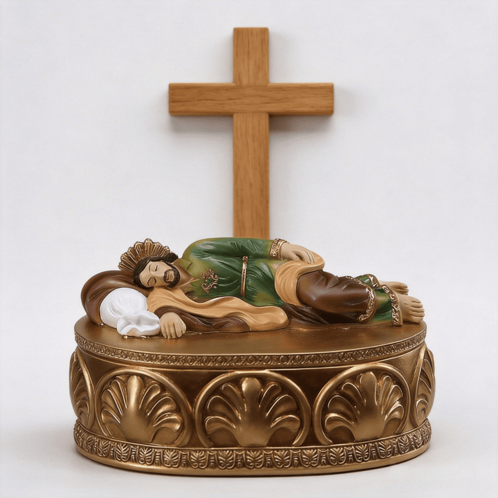 Christianartworkshop: Verzierter Rosenkranzhalter aus Kunstharz mit liegendem Jesus: Kunstvoller Genuss vereint mit spirituellem Trost - image 3