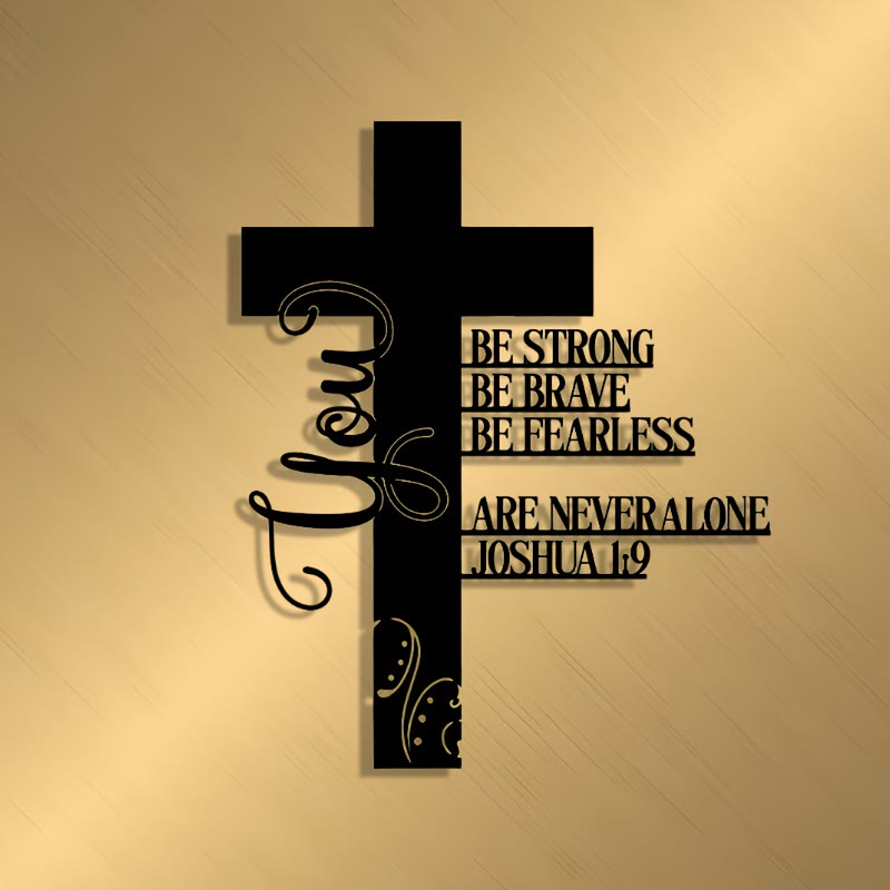 Christianartworkshop Josua 1:9 Kreuz aus Metall als Wanddekoration: Ein Symbol unerschrockenen Glaubens - image 4