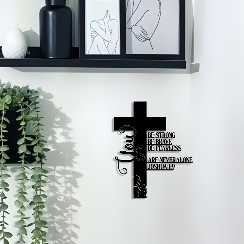Christianartworkshop Josua 1:9 Kreuz aus Metall als Wanddekoration: Ein Symbol unerschrockenen Glaubens - image 2