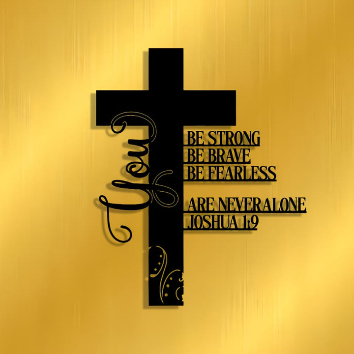 Christianartworkshop Josua 1:9 Kreuz aus Metall als Wanddekoration: Ein Symbol unerschrockenen Glaubens - image 1