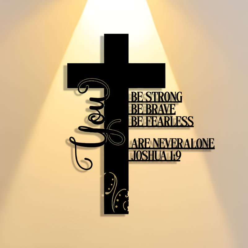 Christianartworkshop Josua 1:9 Kreuz aus Metall als Wanddekoration: Ein Symbol unerschrockenen Glaubens - image 3
