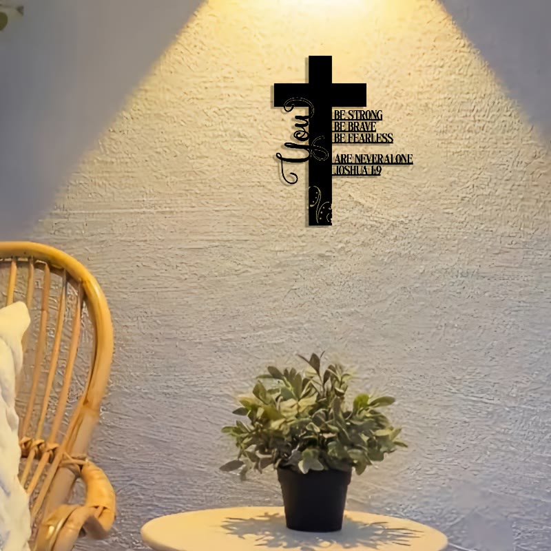 Christianartworkshop Josua 1:9 Kreuz aus Metall als Wanddekoration: Ein Symbol unerschrockenen Glaubens - image 6