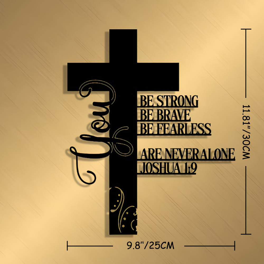 Christianartworkshop Josua 1:9 Kreuz aus Metall als Wanddekoration: Ein Symbol unerschrockenen Glaubens - Schwarz - 9,84''*11,81''/25*30cm - image 8