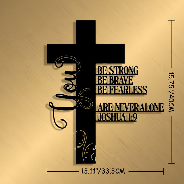 Christianartworkshop Josua 1:9 Kreuz aus Metall als Wanddekoration: Ein Symbol unerschrockenen Glaubens - Schwarz - 13,11''*15,75''/33,3*40cm - image 9