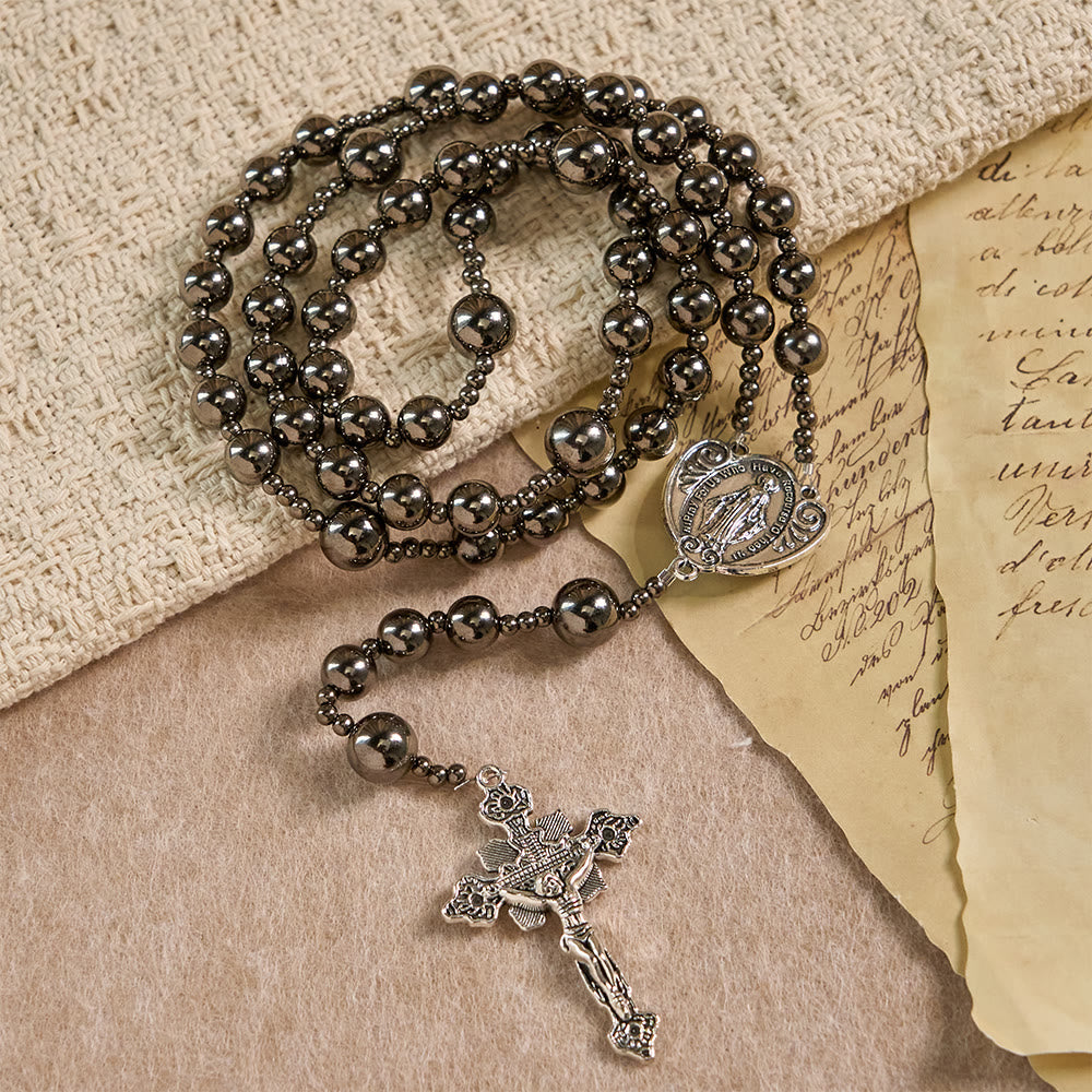 Christianartworkshop Antiker silberfarbener Rosenkranz mit Kampfperlen: Ein Symbol der Gnade in jedem Gebet - image 2
