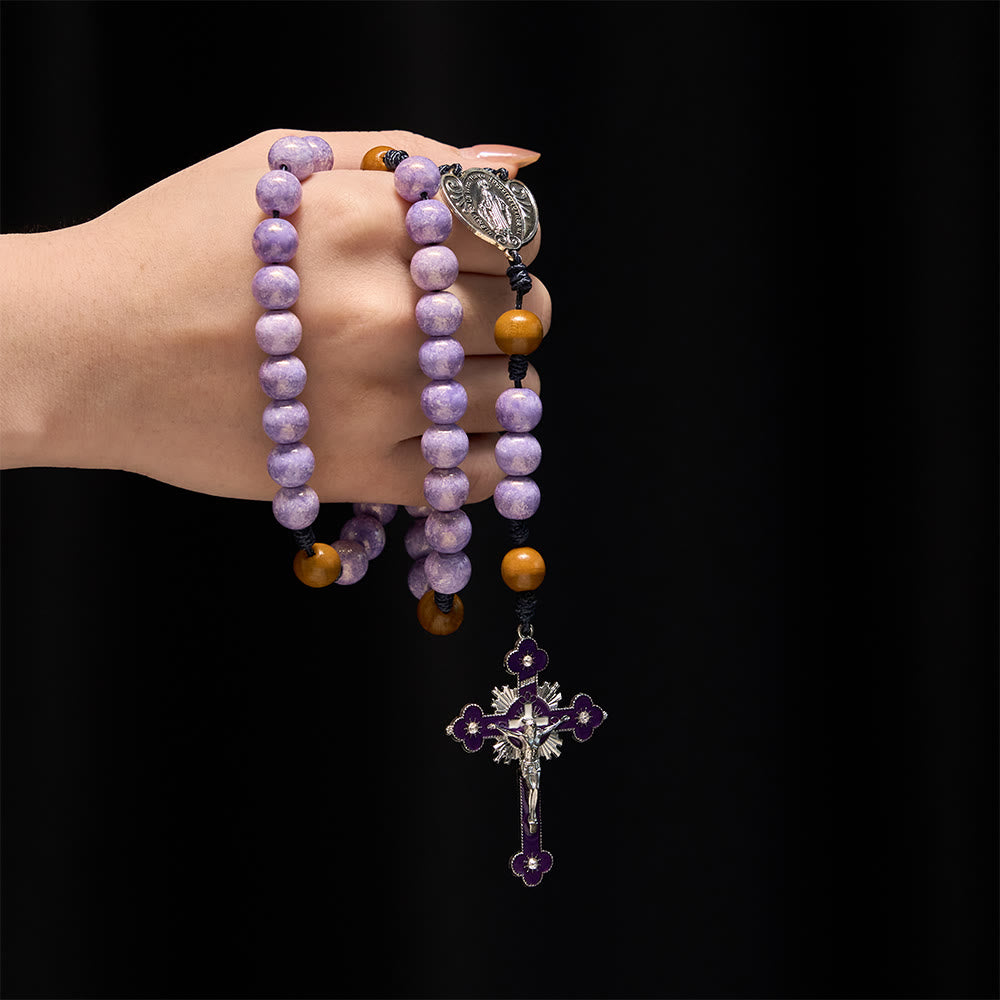 Christianartworkshop Andachtsrosenkranz aus violettem Glas mit Marienmedaille und Kruzifix - image 1