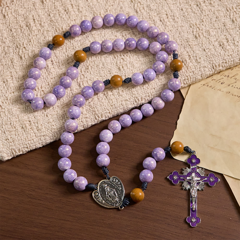 Christianartworkshop Andachtsrosenkranz aus violettem Glas mit Marienmedaille und Kruzifix - image 3