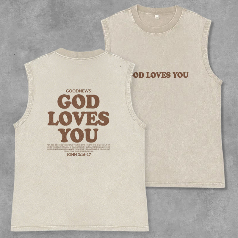 Christianartworkshop „Gott liebt dich“ Unisex-Tanktop (gewaschen) - Beige - 2XL - image 8