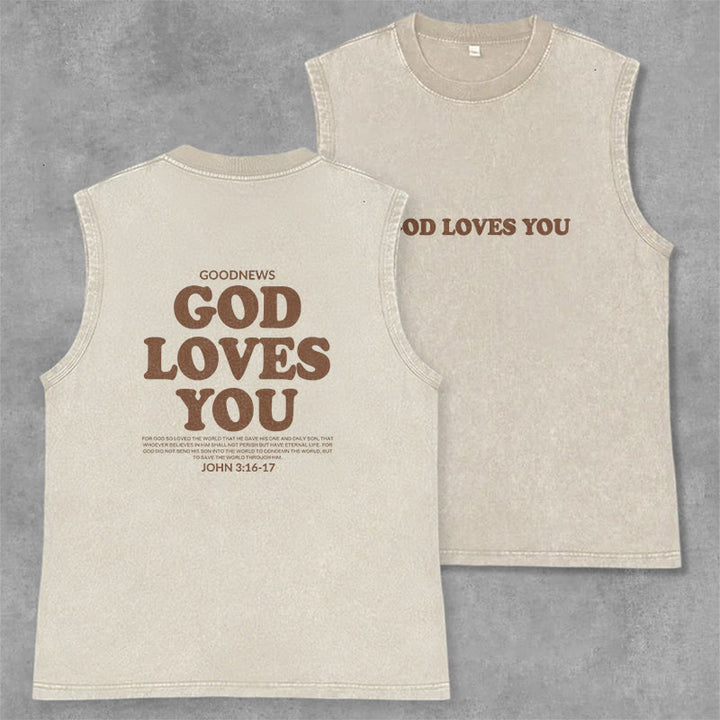 Christianartworkshop „Gott liebt dich“ Unisex-Tanktop (gewaschen) - Beige - 2XL - image 8