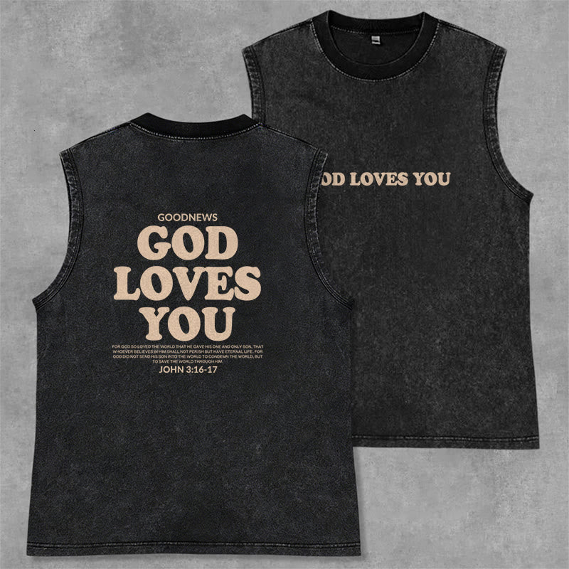 Christianartworkshop „Gott liebt dich“ Unisex-Tanktop (gewaschen) - Schwarz - 2XL - image 1