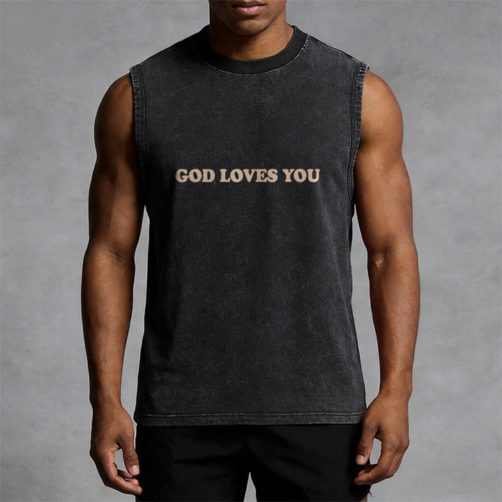 Christianartworkshop „Gott liebt dich“ Unisex-Tanktop (gewaschen) - image 3