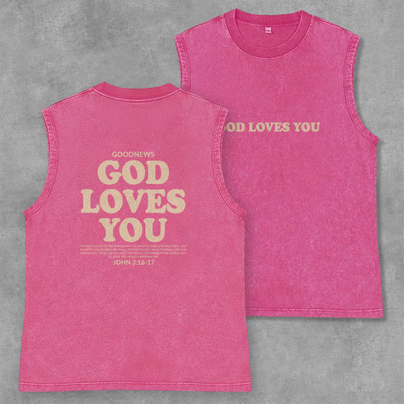 Christianartworkshop „Gott liebt dich“ Unisex-Tanktop (gewaschen) - Rosa - 2XL - image 22