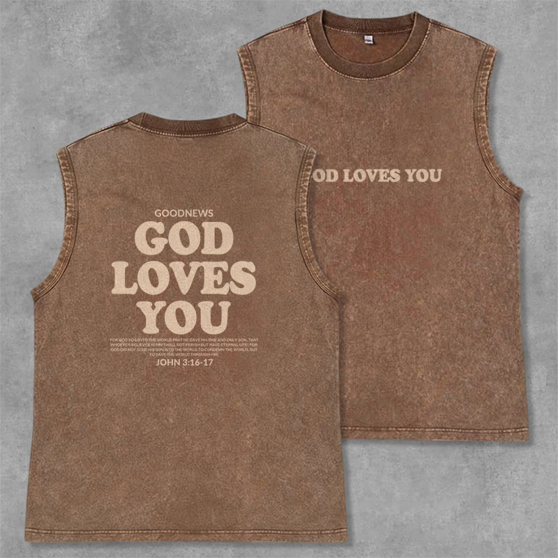 Christianartworkshop „Gott liebt dich“ Unisex-Tanktop (gewaschen) - Braun - 2XL - image 29