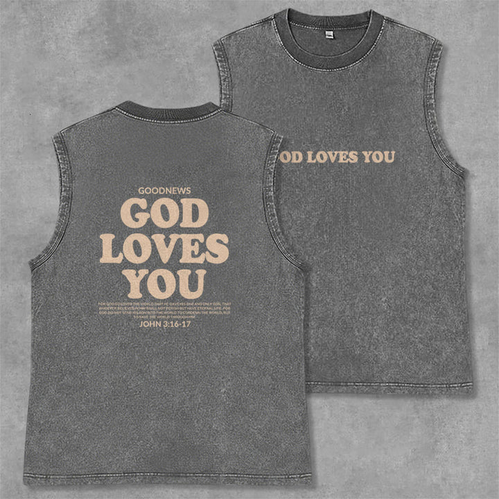 Christianartworkshop „Gott liebt dich“ Unisex-Tanktop (gewaschen) - Grau - 2XL - image 15