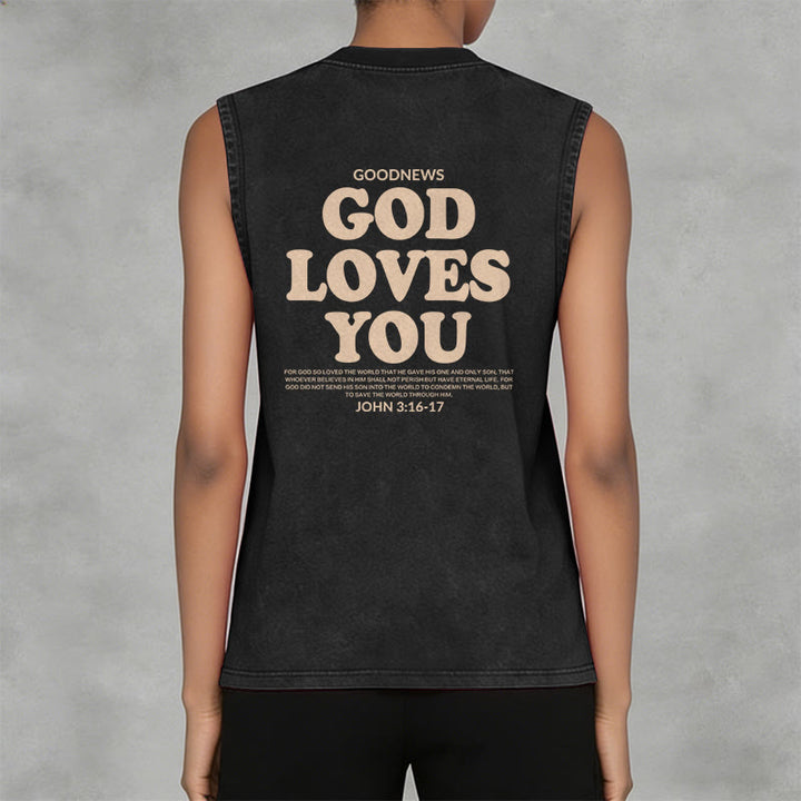 Christianartworkshop „Gott liebt dich“ Unisex-Tanktop (gewaschen) - image 4