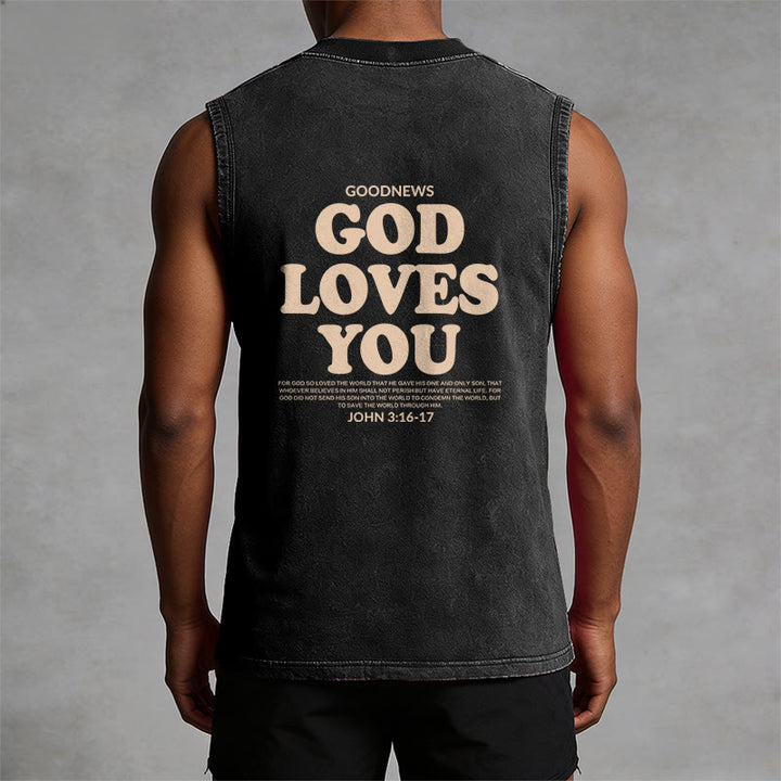 Christianartworkshop „Gott liebt dich“ Unisex-Tanktop (gewaschen) - image 2