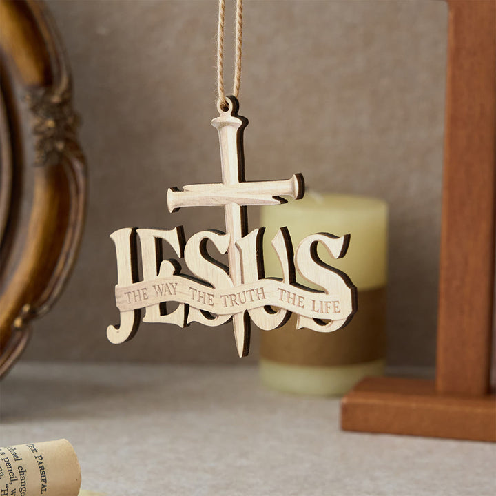 Christianartworkshop Jesus-Nagelkreuz aus Holz zum Aufhängen: Ein Symbol göttlicher Wahrheit und Führung - Jesus - image 0