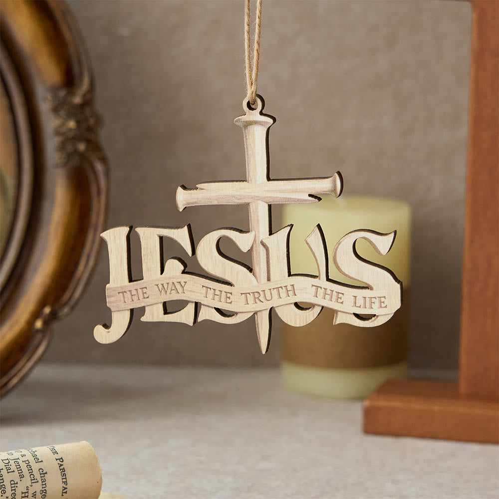 Christianartworkshop Jesus-Nagelkreuz aus Holz zum Aufhängen: Ein Symbol göttlicher Wahrheit und Führung - image 1