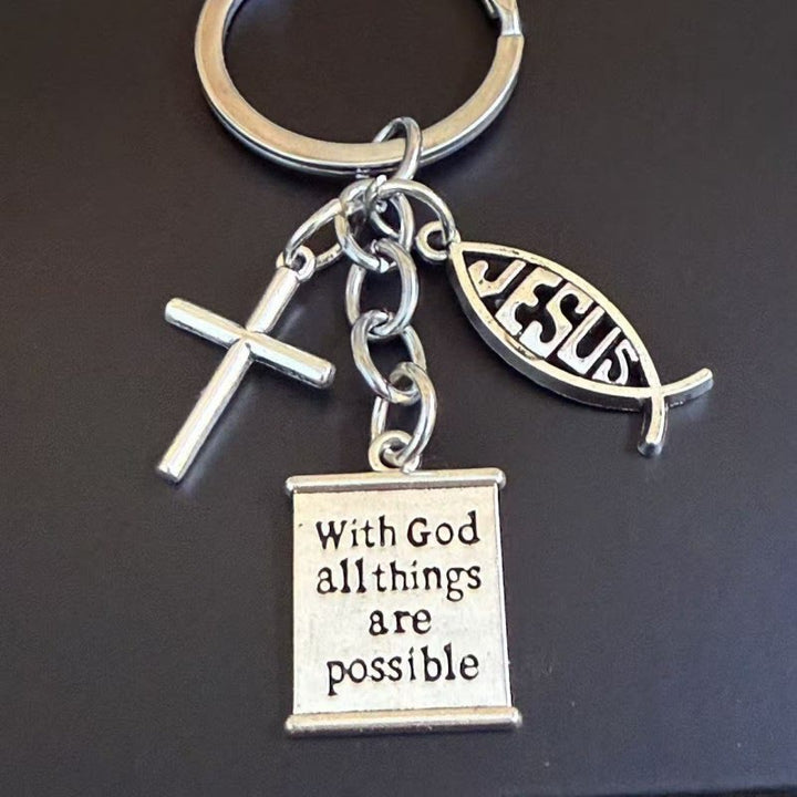 Christianartworkshop Ichthys-Schlüsselanhänger mit Bibelvers: Ein Symbol göttlicher Möglichkeiten und Hoffnung - Ichthys - image 0