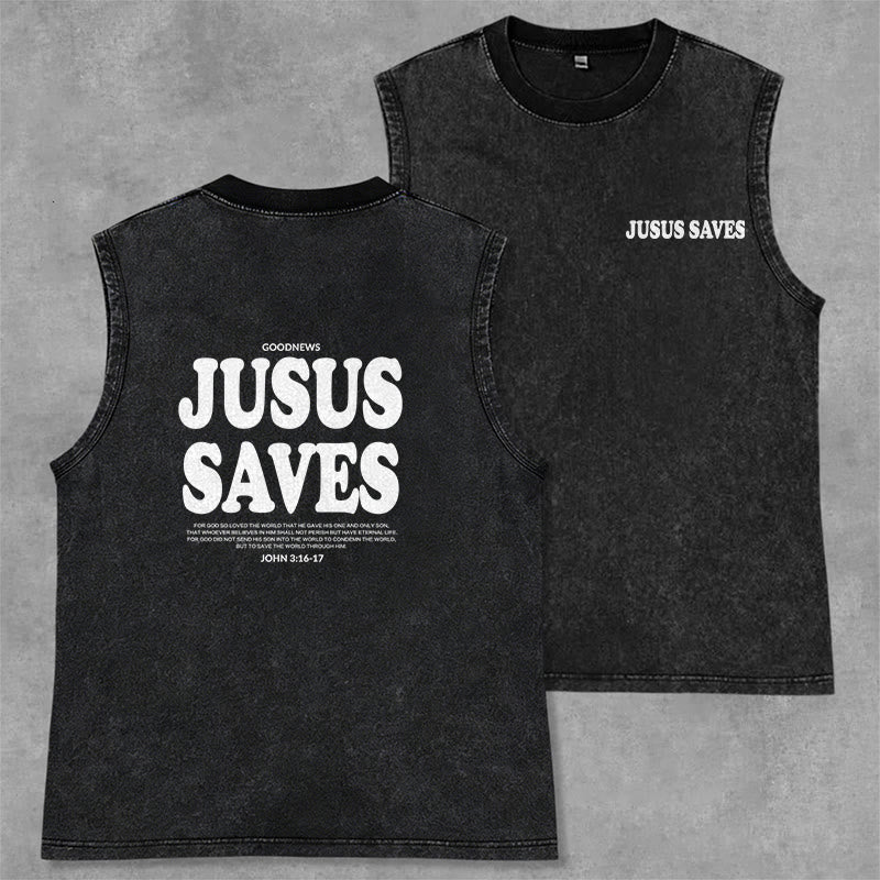 Christianartworkshop Jesus rettet – Johannes 3,16 – Unisex-Tanktop (vorgewaschen) - Schwarz - 2XL - image 7