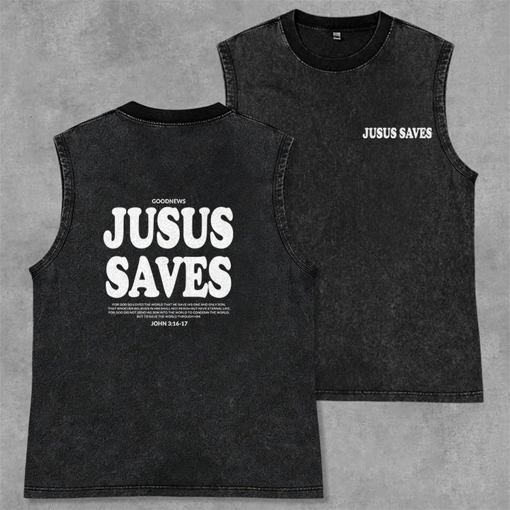 Christianartworkshop Jesus rettet – Johannes 3,16 – Unisex-Tanktop (vorgewaschen) - Schwarz - 2XL - image 7