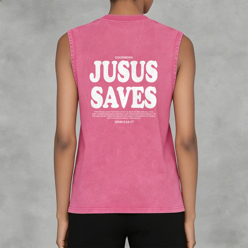 Christianartworkshop Jesus rettet – Johannes 3,16 – Unisex-Tanktop (vorgewaschen) - image 3