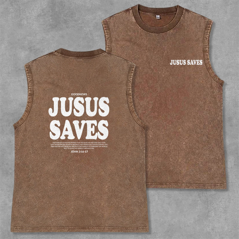 Christianartworkshop Jesus rettet – Johannes 3,16 – Unisex-Tanktop (vorgewaschen) - Braun - 2XL - image 28