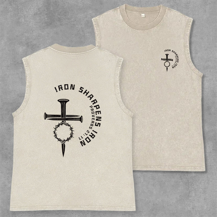 Christianartworkshop Sprüche 27:17 Nagelkreuz Unisex-Tanktop (gewaschen) - Beige - 2XL - image 15