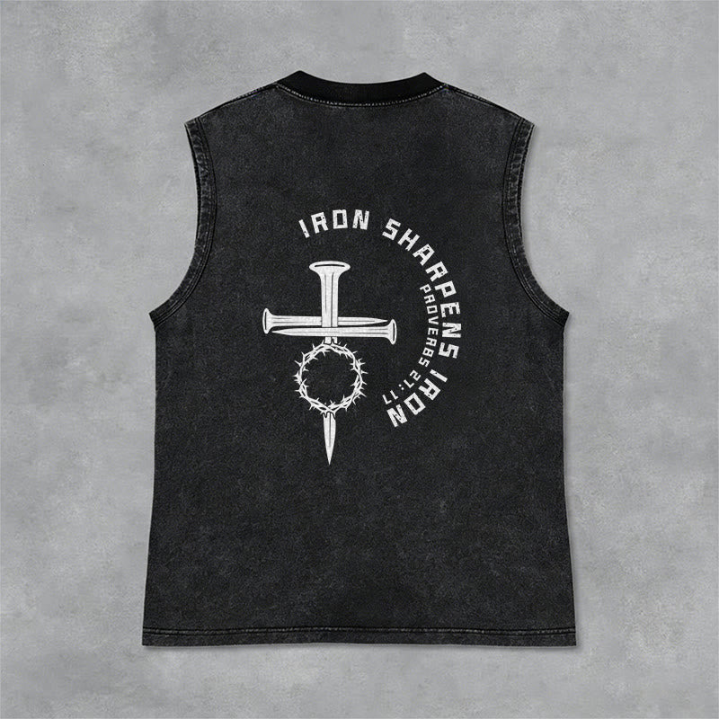 Christianartworkshop Sprüche 27:17 Nagelkreuz Unisex-Tanktop (gewaschen) - image 6